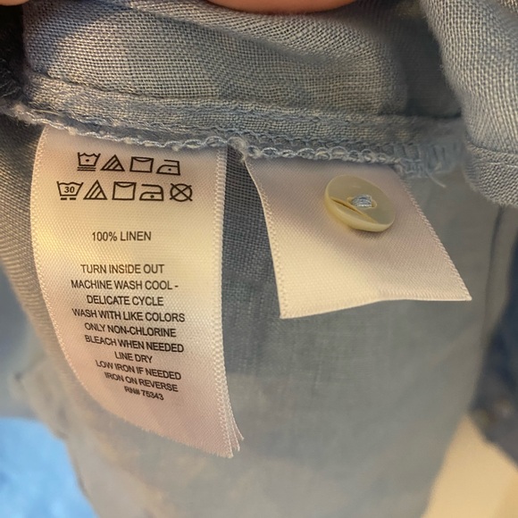 Sigrid Olsen 100% linen button up tunic top shirt Size 1X baby blue - Picture 8 of 8